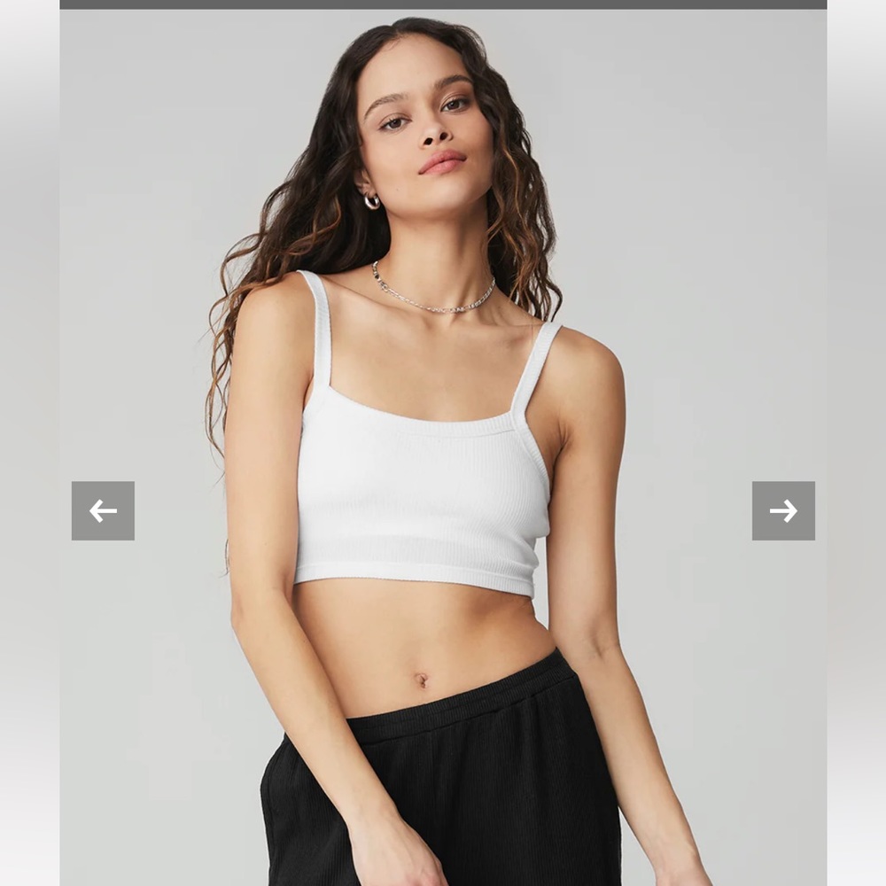 Alo Yoga Ribbed Crop Whisper Bra Tank-S-White- NWT!